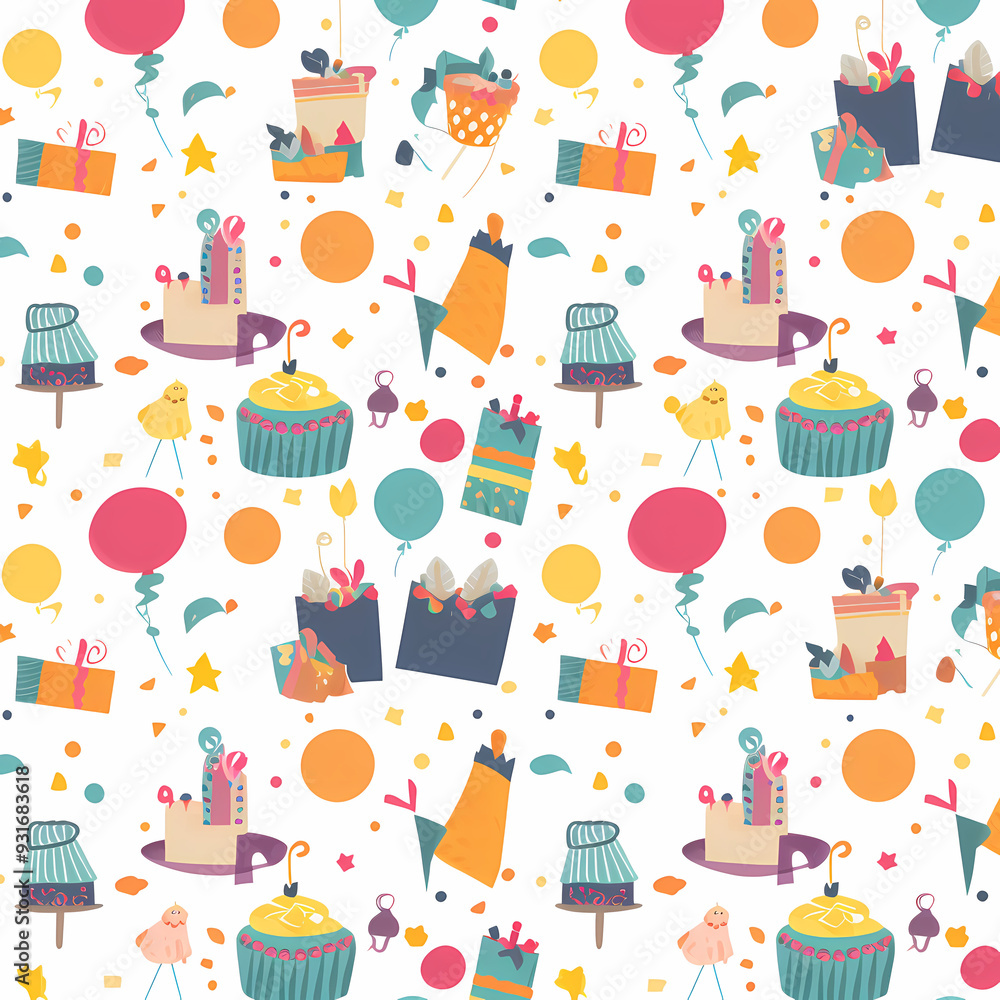 Birthday party time seamless pattern vector image Birthday party time seamless pattern vector image