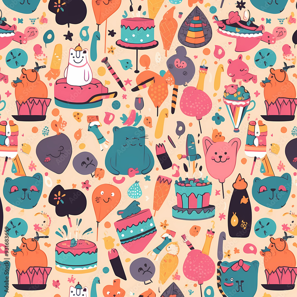 Birthday party time seamless pattern vector image Birthday party time seamless pattern vector image