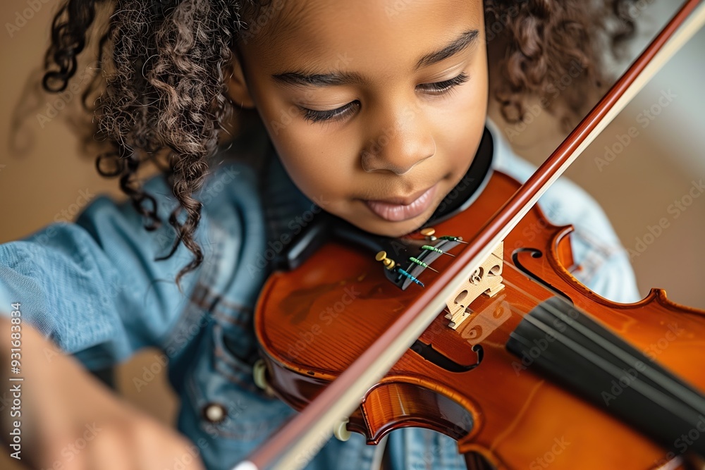 Close up of african american girl playing violin Close up of african american girl playing violin