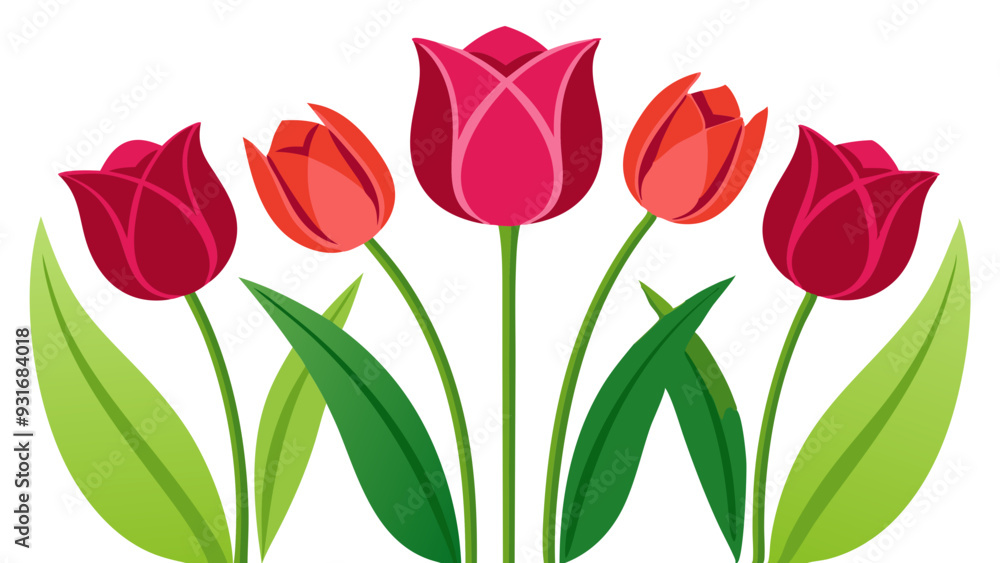 Obraz premium red tulips isolated on white