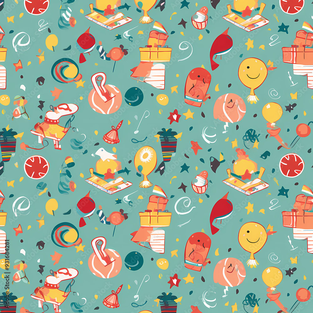 Naklejka premium Birthday party time seamless pattern vector image