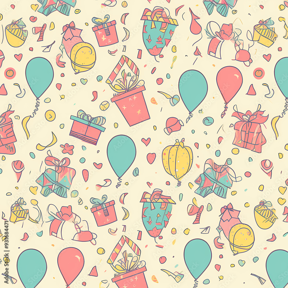 Birthday party time seamless pattern vector image Birthday party time seamless pattern vector image