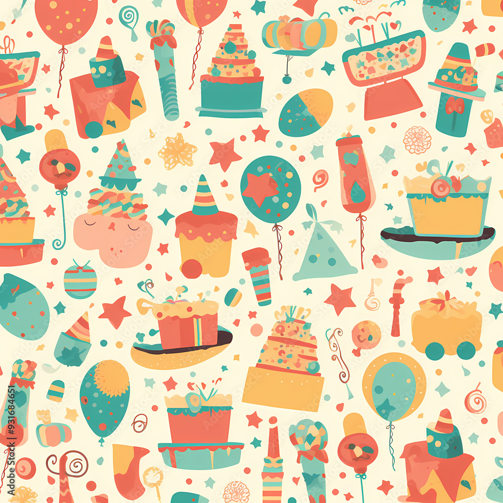 Birthday party time seamless pattern vector image Birthday party time seamless pattern vector image