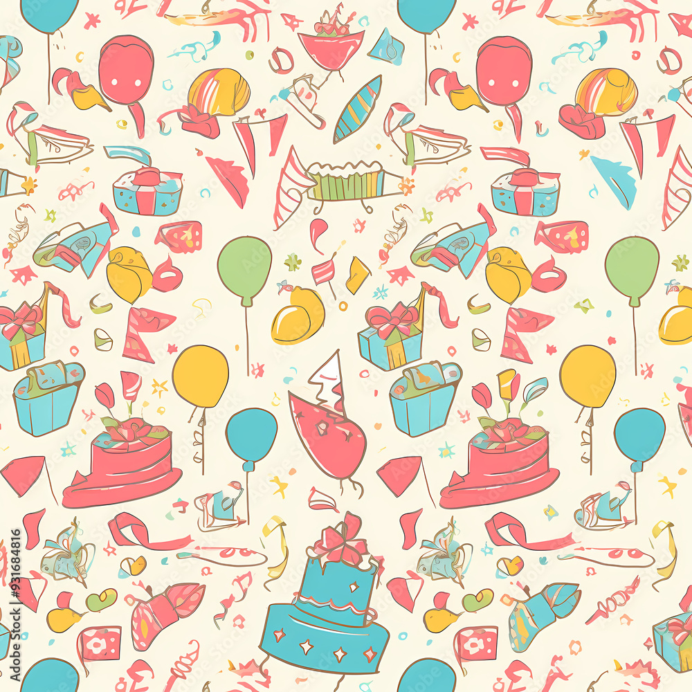 Birthday party time seamless pattern vector image Birthday party time seamless pattern vector image