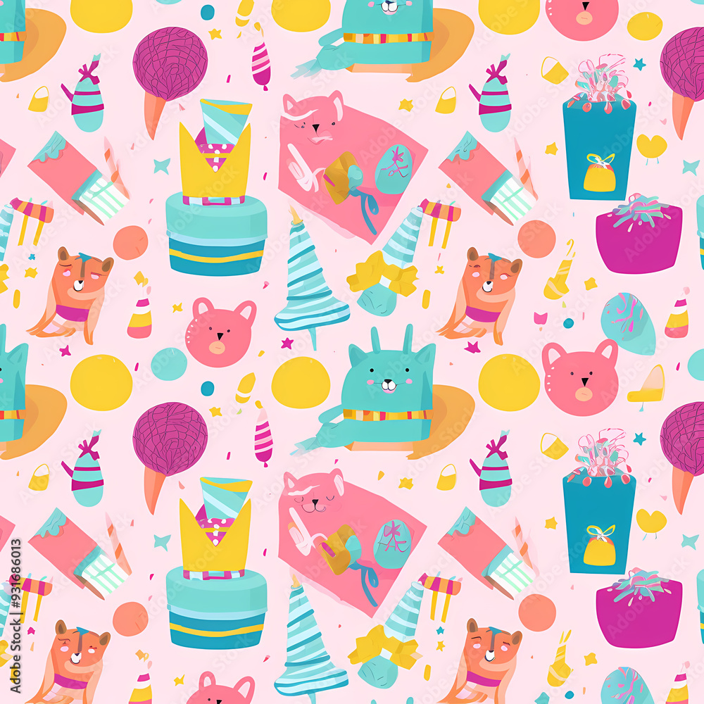 Fototapeta premium Birthday party time seamless pattern vector image
