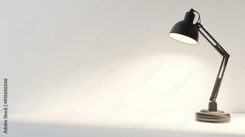 Black Desk Lamp on White Table Black Desk Lamp on White Table