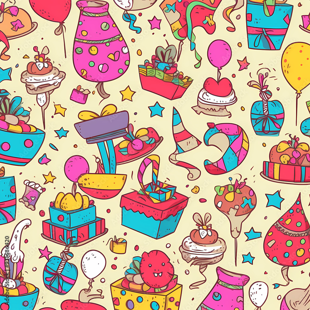 Birthday party time seamless pattern vector image Birthday party time seamless pattern vector image