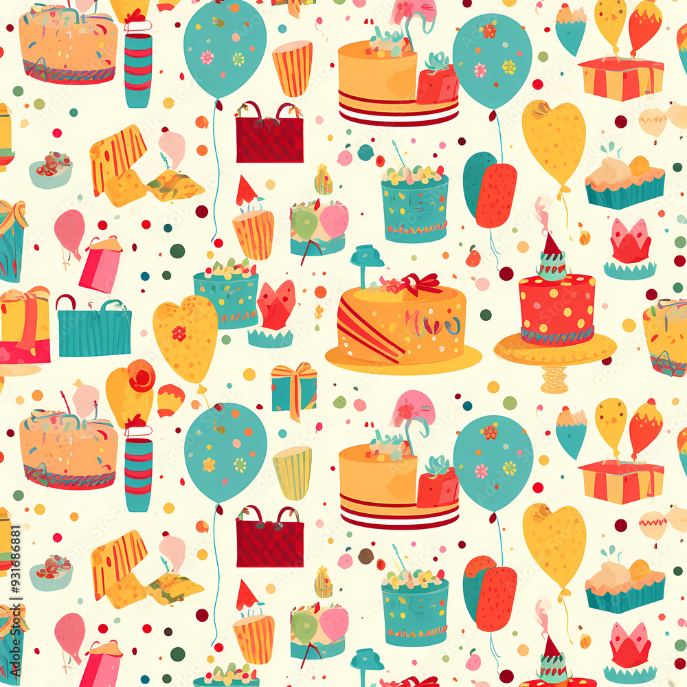 Birthday party time seamless pattern vector image Birthday party time seamless pattern vector image