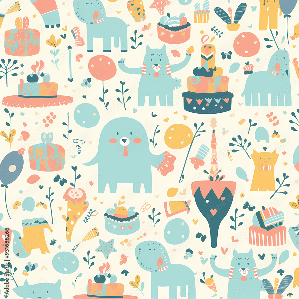 Birthday party time seamless pattern vector image Birthday party time seamless pattern vector image