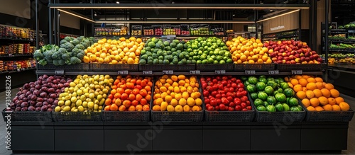 Colorful Fresh Produce Display in a Modern Grocery Store