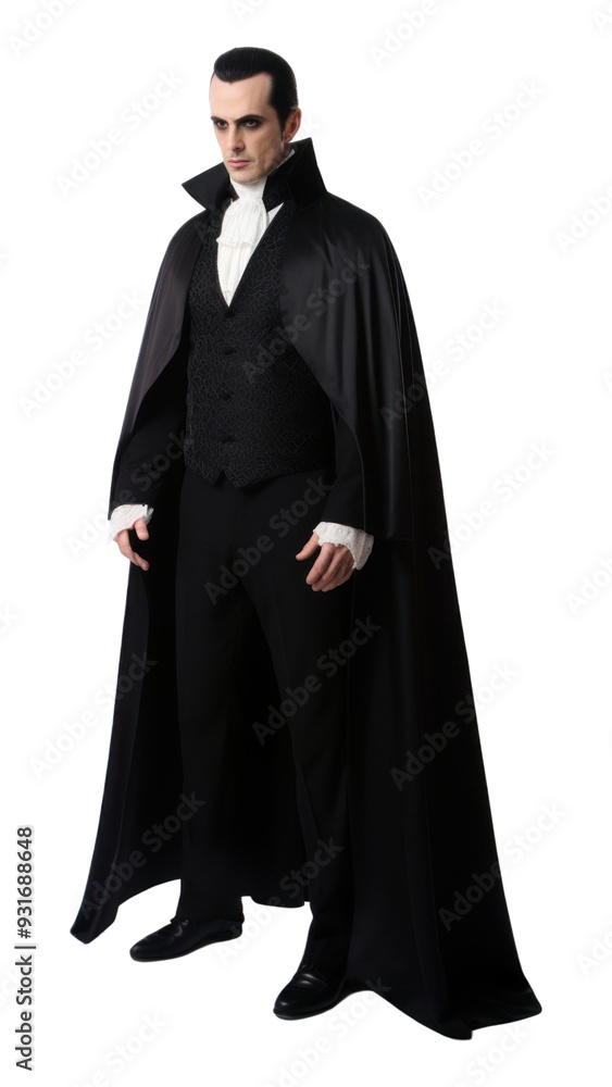 PNG A man wearing whole black dracula suit overcoat fashion white background. PNG A man wearing whole black dracula suit overcoat fashion white background.