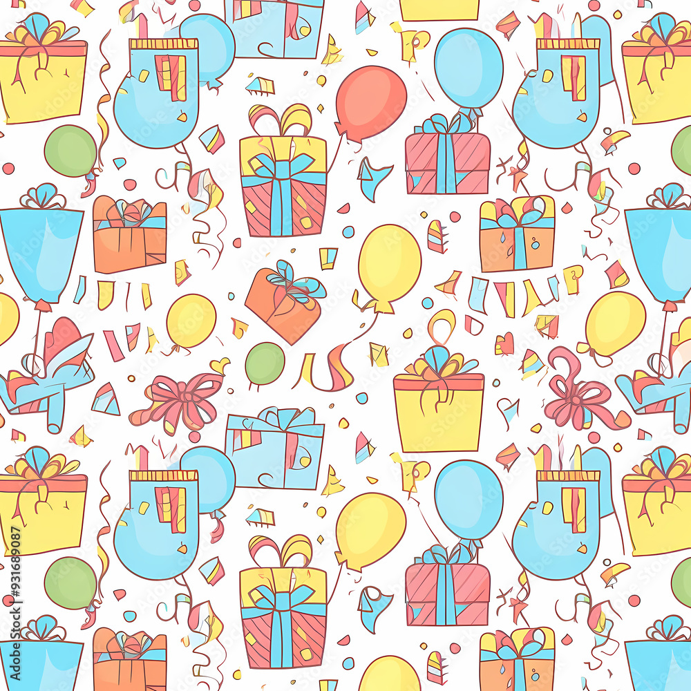 Birthday party time seamless pattern vector image Birthday party time seamless pattern vector image