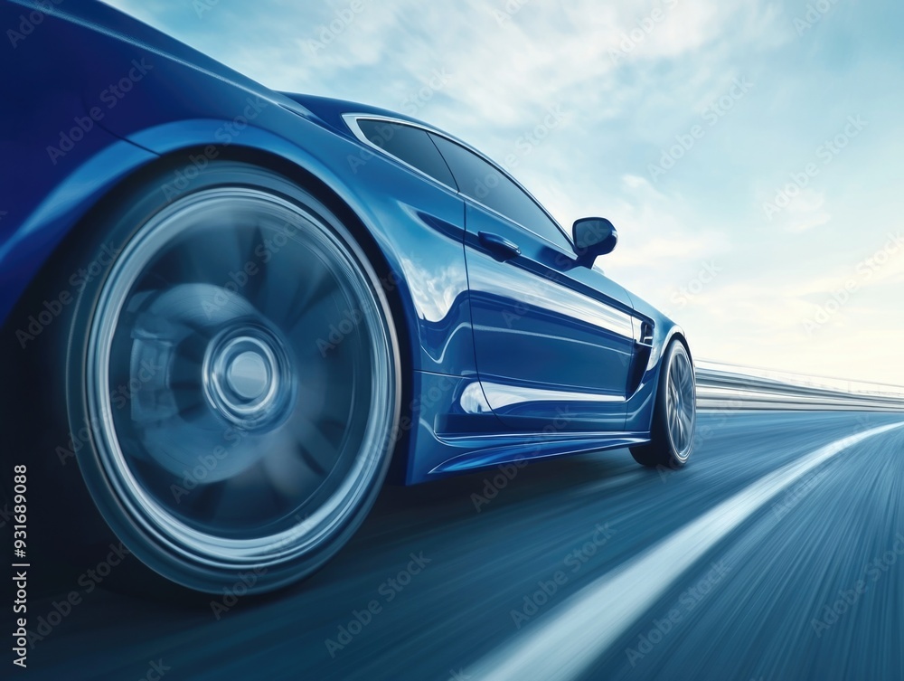 High-Speed Sports Car on Highway High-Speed Sports Car on Highway