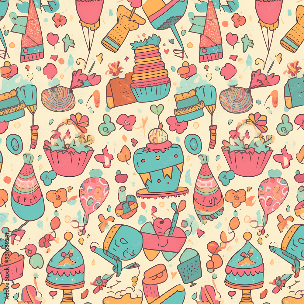 Birthday party time seamless pattern vector image Birthday party time seamless pattern vector image