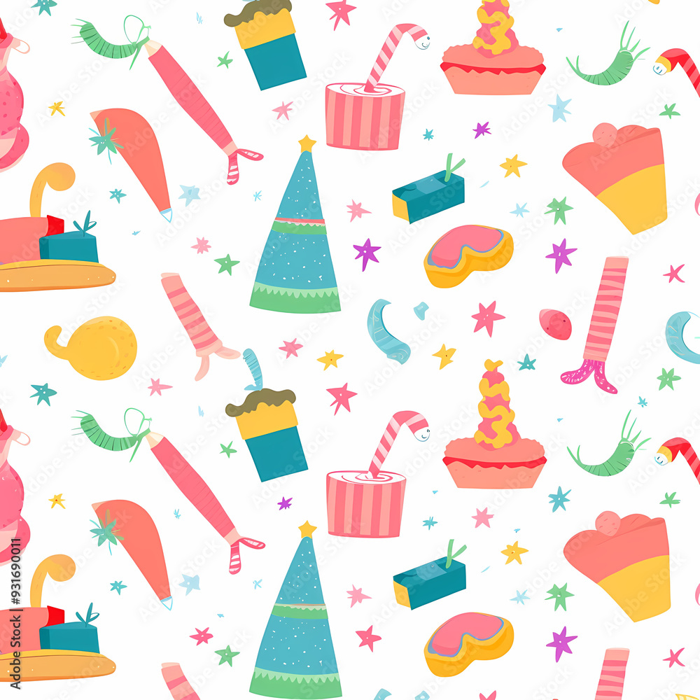 Birthday party time seamless pattern vector image Birthday party time seamless pattern vector image