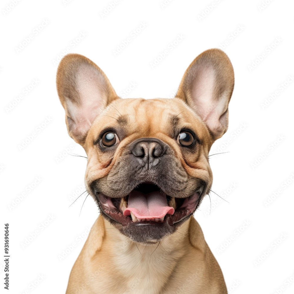 A happy French Bulldog with big ears and a pink tongue sticking out. A happy French Bulldog with big ears and a pink tongue sticking out.