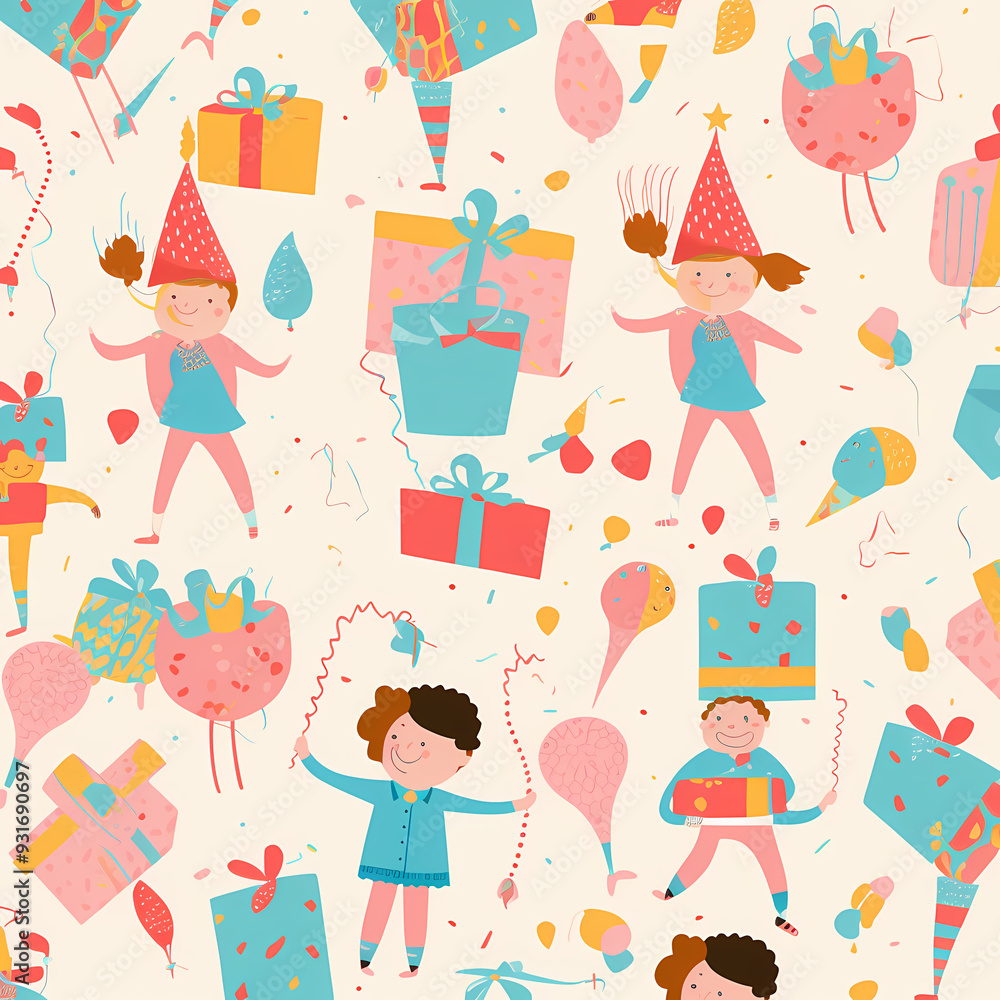 Birthday party time seamless pattern vector image Birthday party time seamless pattern vector image