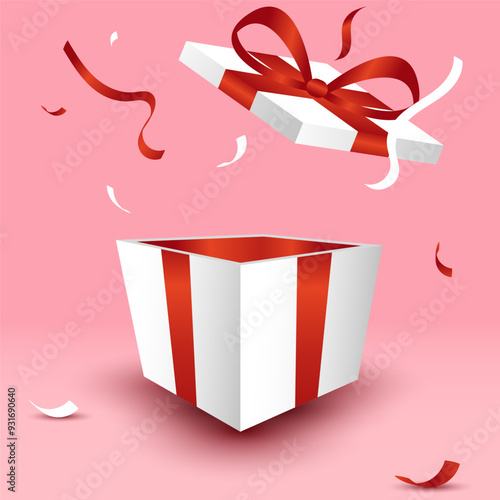 open box. part of a celebration, gift or entertainment design element