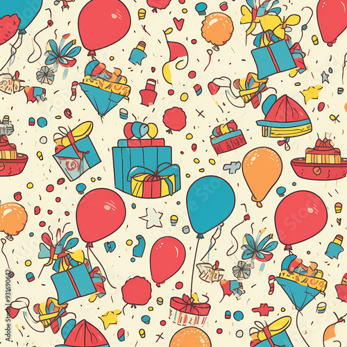 Birthday party time seamless pattern vector image