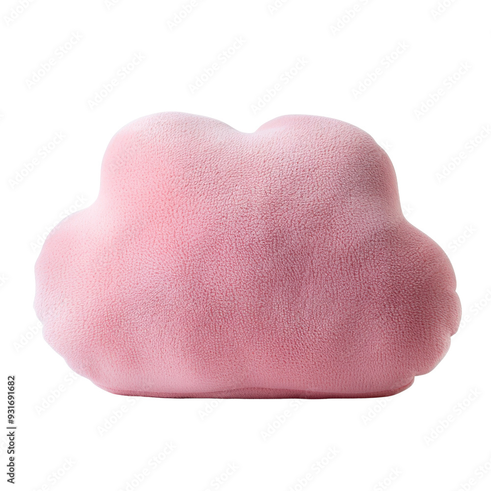 A soft pink cloud shaped plush pillow isolated on a black background. A soft pink cloud shaped plush pillow isolated on a black background.
