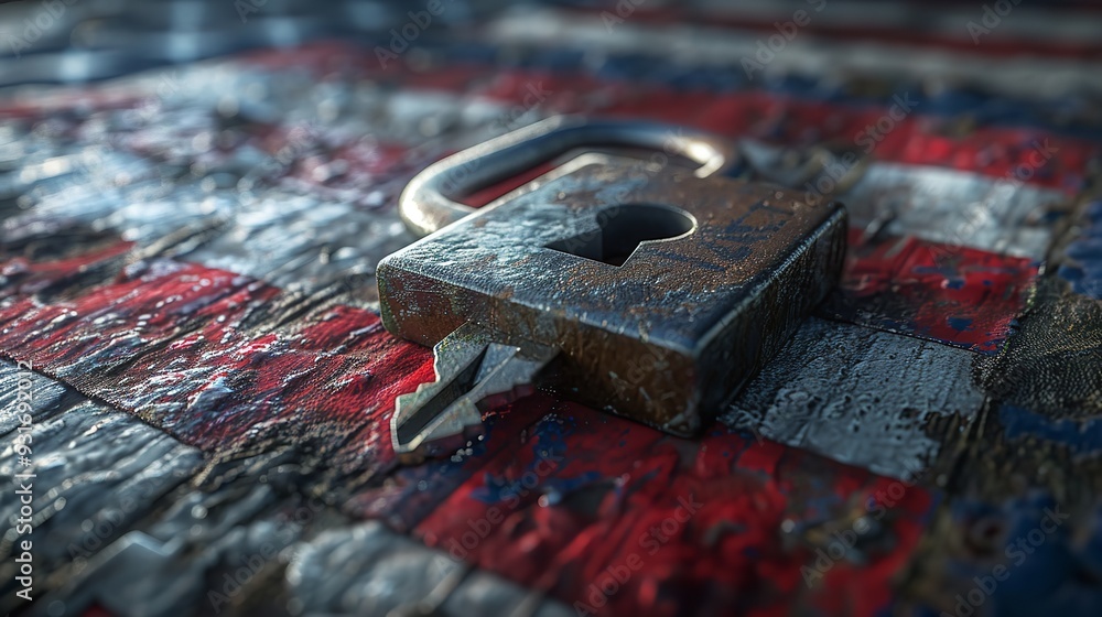 Happy Labor Day USA Flag and Padlock with Keys. Generative AI
Happy Labor Day USA Flag and Padlock with Keys. Generative AI