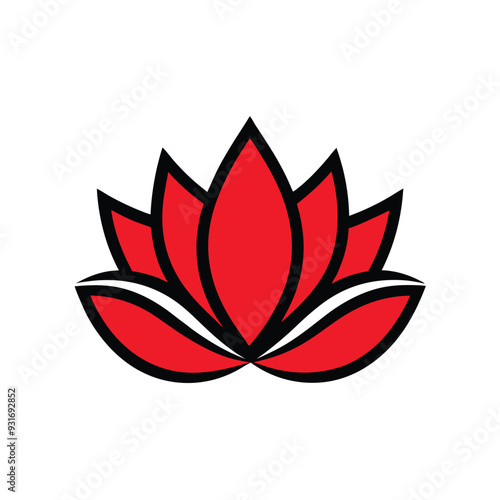 Elegant Minimalist Lotus Flower Vector Illustration with Flowing Red Petals.