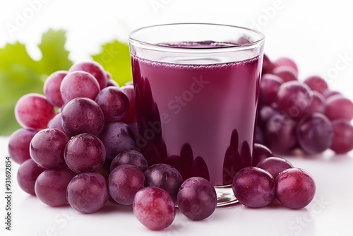 Wallpaper Mural A glass of fresh purple grape juice surrounded by ripe grapes with green leaves. Torontodigital.ca