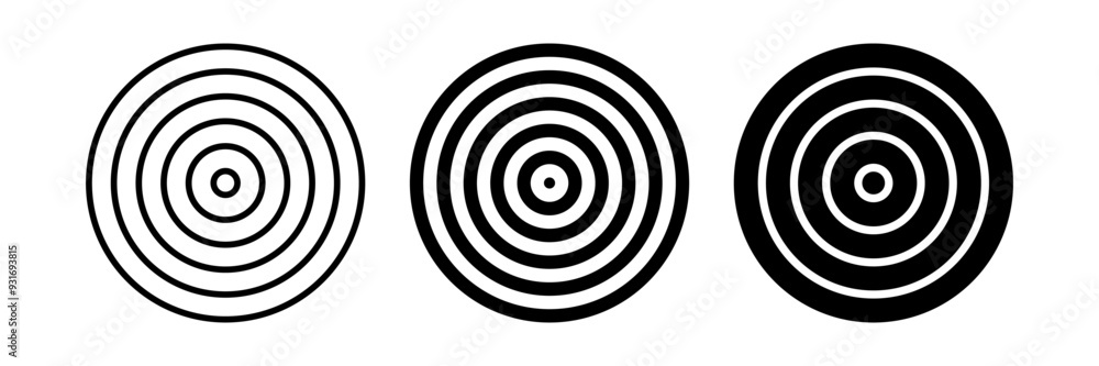 Set of Circular Elements in Target Design. Abstract Geometric Concentric Rings Circle Icons. Set of Circular Elements in Target Design. Abstract Geometric Concentric Rings Circle Icons.