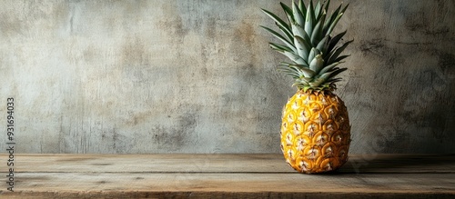Half of a pineapple on a wo...