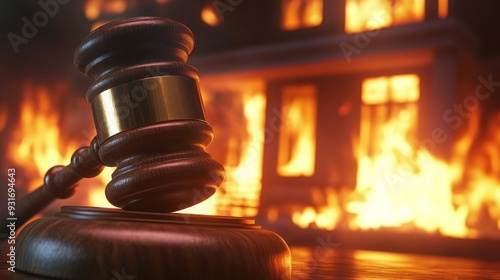 Gavel and Burning Building