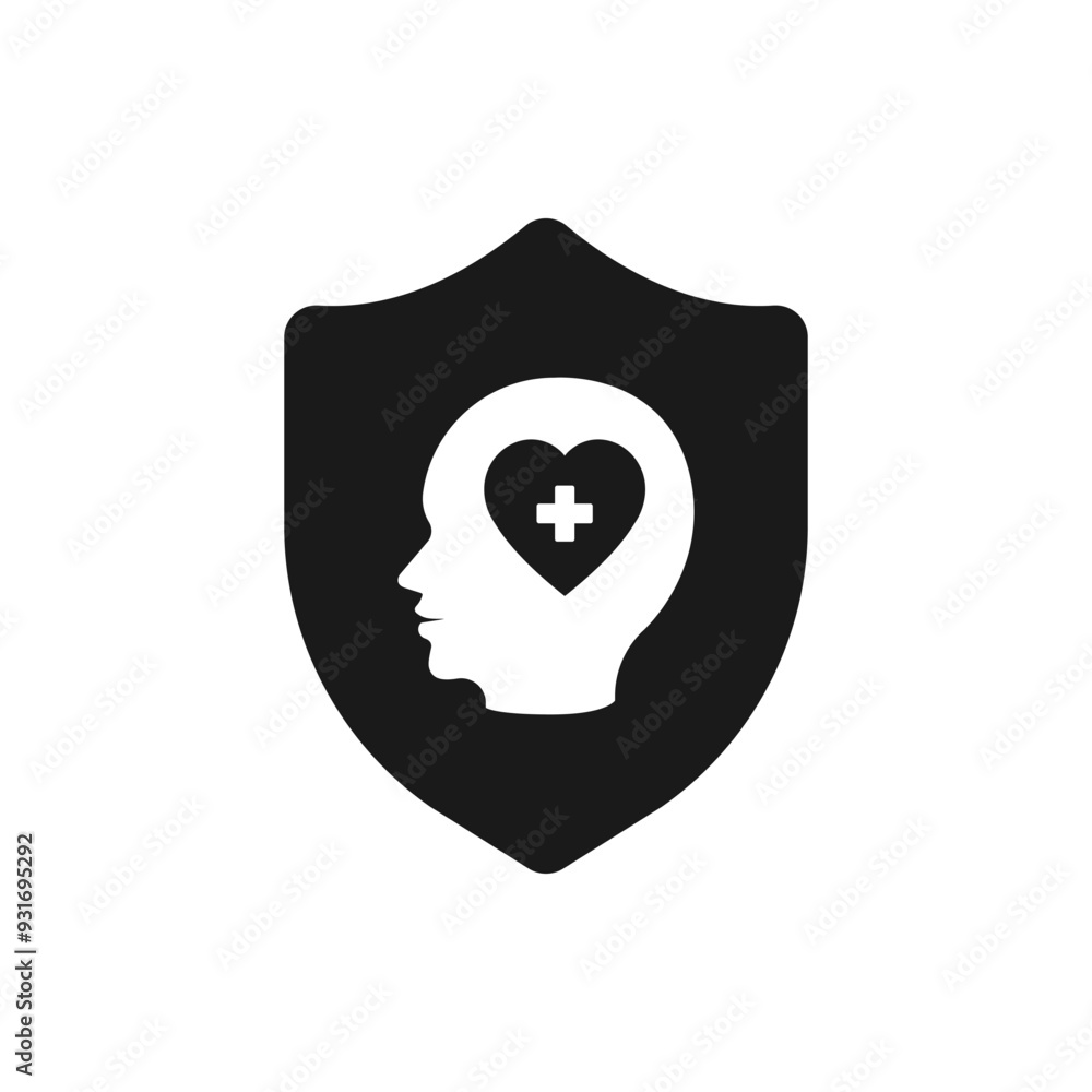 Mental health protection flat icon. Psychotherapy symbol concept isolated on white background. Vector illustration Mental health protection flat icon. Psychotherapy symbol concept isolated on white background. Vector illustration