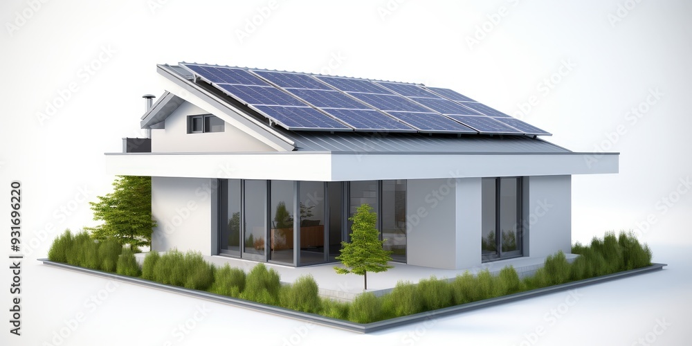 Modern Home with Solar Panels Modern Home with Solar Panels