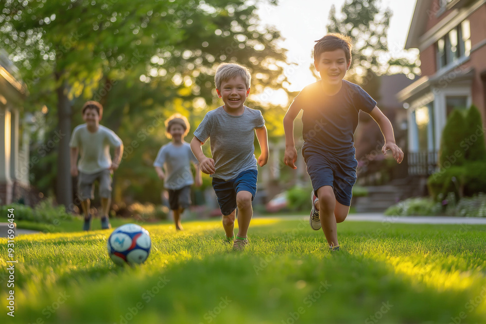 Obraz premium Family Playing In Front Yard