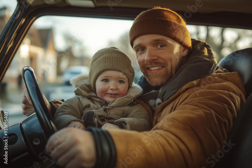 Family Inside A Car In Uk