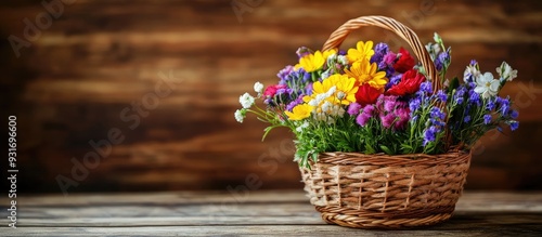 Colorful flowers in a baske...