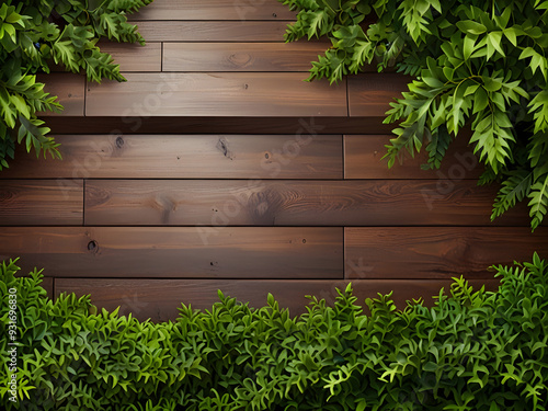 leaves on wooden wall