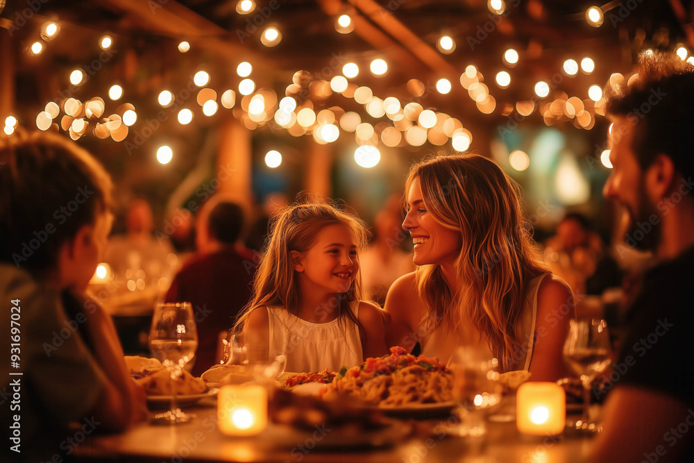 Happy Family Eating Spagetti