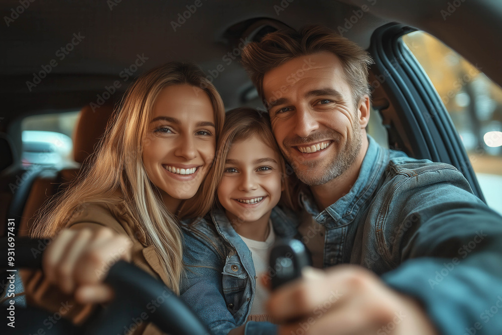 Happy Family With New Car Keys Happy Family With New Car Keys