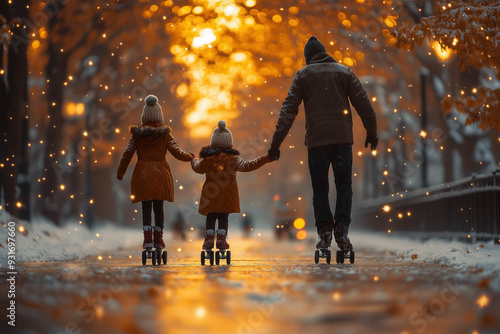 Happy Roller Blade Family