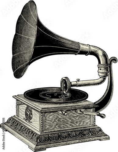 gramophone vintage illustration on transparent background