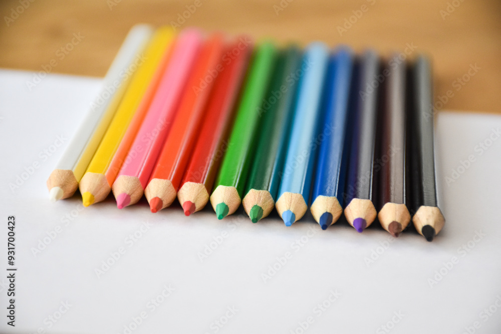 Color palette of wooden crayons Color palette of wooden crayons