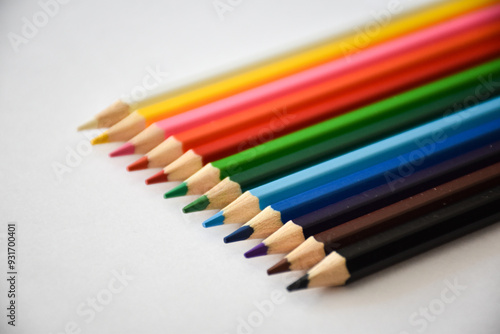 Color palette of wooden crayons