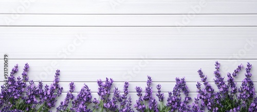 Lavender on white wooden pl...