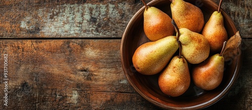 Plate with fresh pears on a...