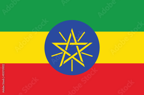 National flag of Ethiopia. Ethiopian flag. Vector Illustration.