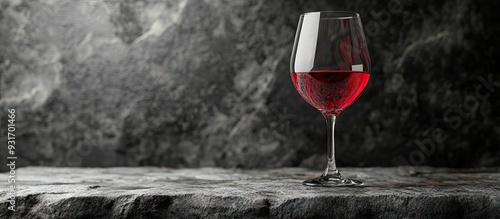 Red wine glass on a stone t...
