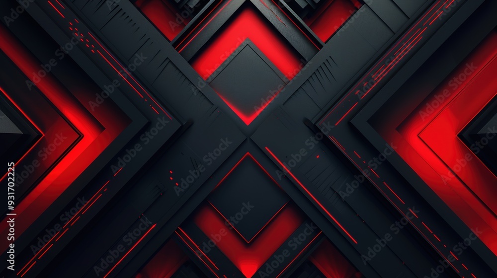 Abstract background with geometric shapes and red glowing lines. Abstract background with geometric shapes and red glowing lines.