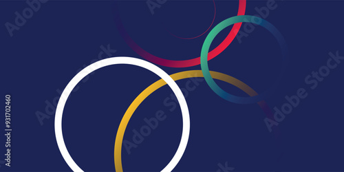 Abstract colorful overlapping circles on dark blue background, vector illustration.
