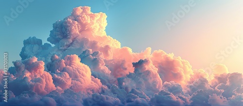 Clear blue sky featuring vibrant pink and golden cumulus clouds following a storm at sunset Striking cloud formations Meteorology Themes of heaven hope and peace Graphic resources copyspace Scenic be photo