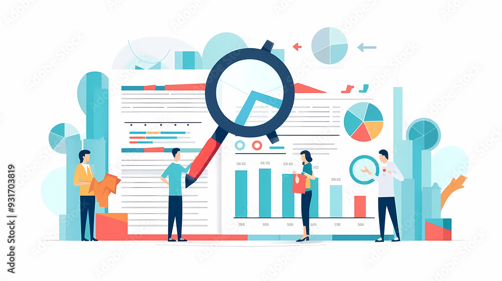 Report analysis and business research flat,Marketing concepts collection vector image Report analysis and business research flat,Marketing concepts collection vector image